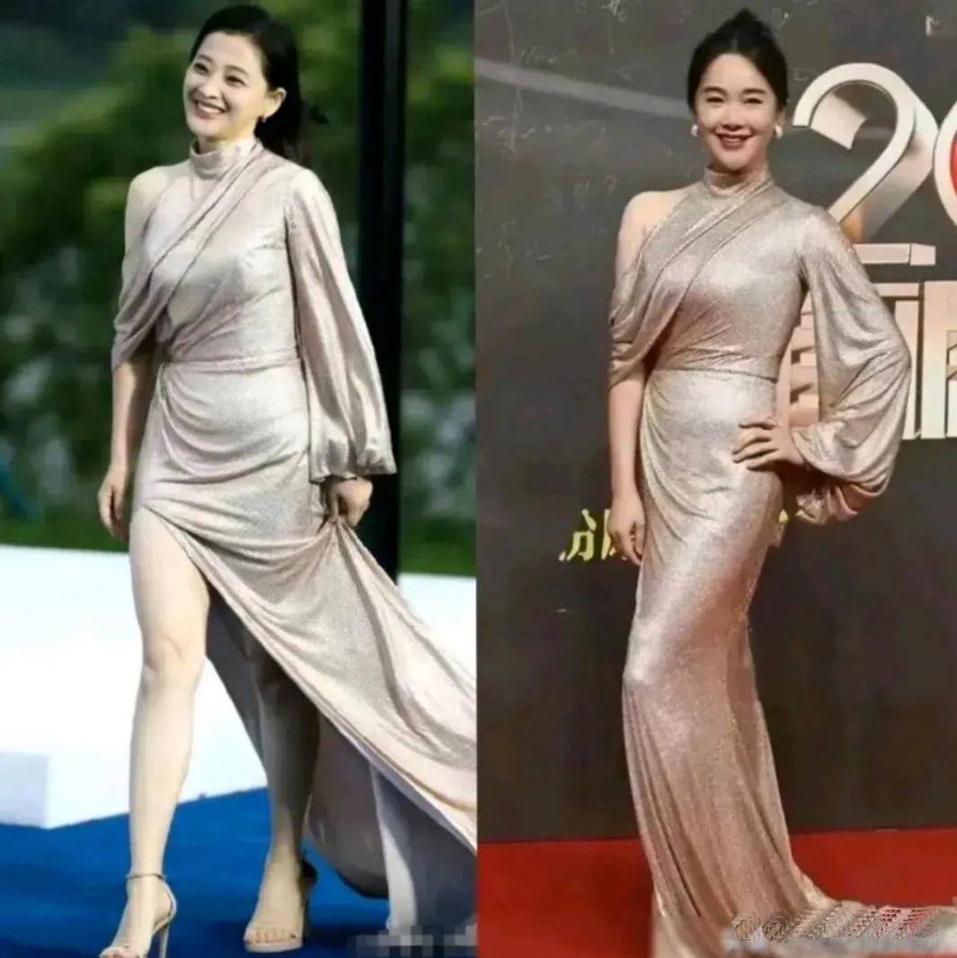 當(dāng)47歲左小青撞衫49歲梅婷，才發(fā)現(xiàn)身材在氣質(zhì)面前簡(jiǎn)直不值一提